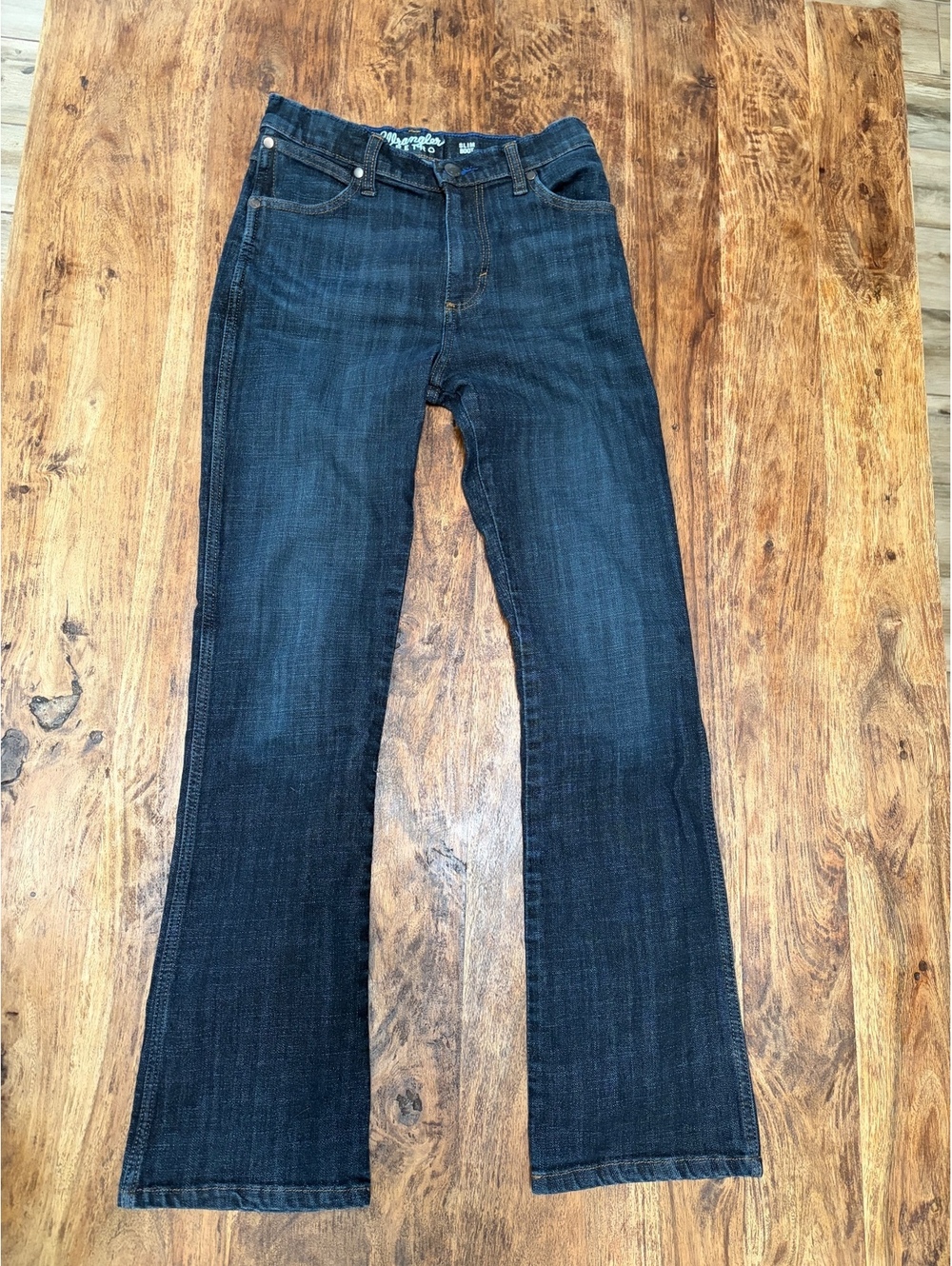 Wrangler Retro Slim Boot Cut Dark Blue Denim Jeans Size 16 Slim Kids Teens